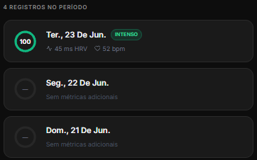 Dados fisiológicos no app